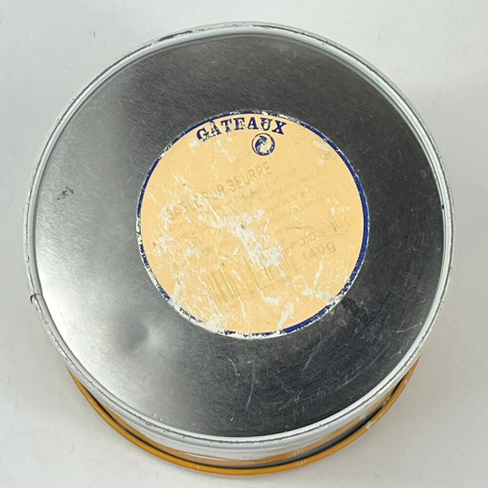 HB Henriot Quimper Yellow Breton Biscuit Tin Massilly France Folk Art 4.5" Round - Picture 5 of 11